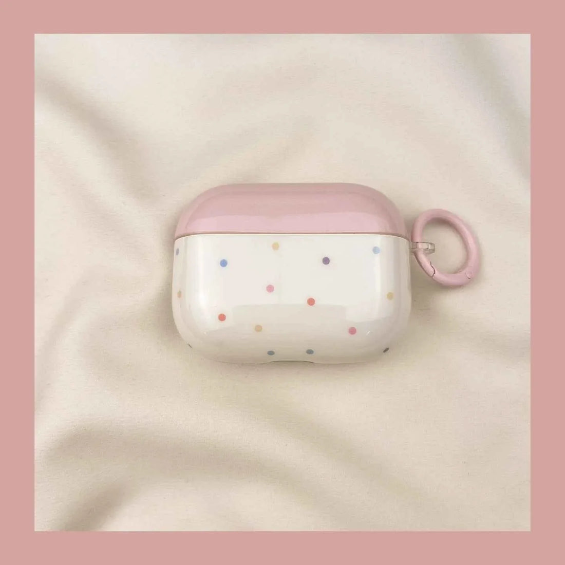 Pink Polka Dot 3D Westie Dog Plastic AirPods Case A