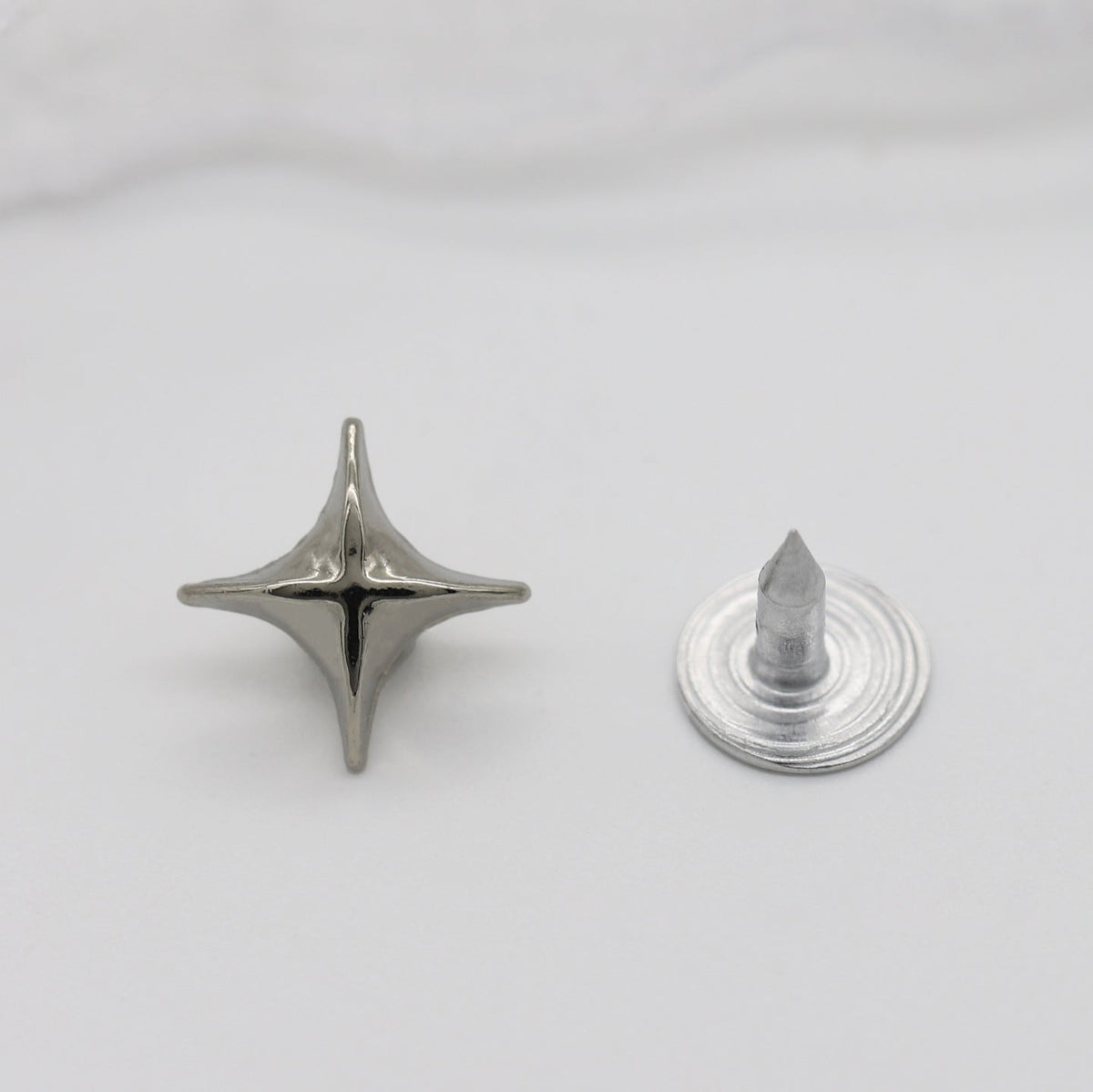 Four-Point Star Metal Stud Buttons for Shoes & Clothing, 100-Pack Silver