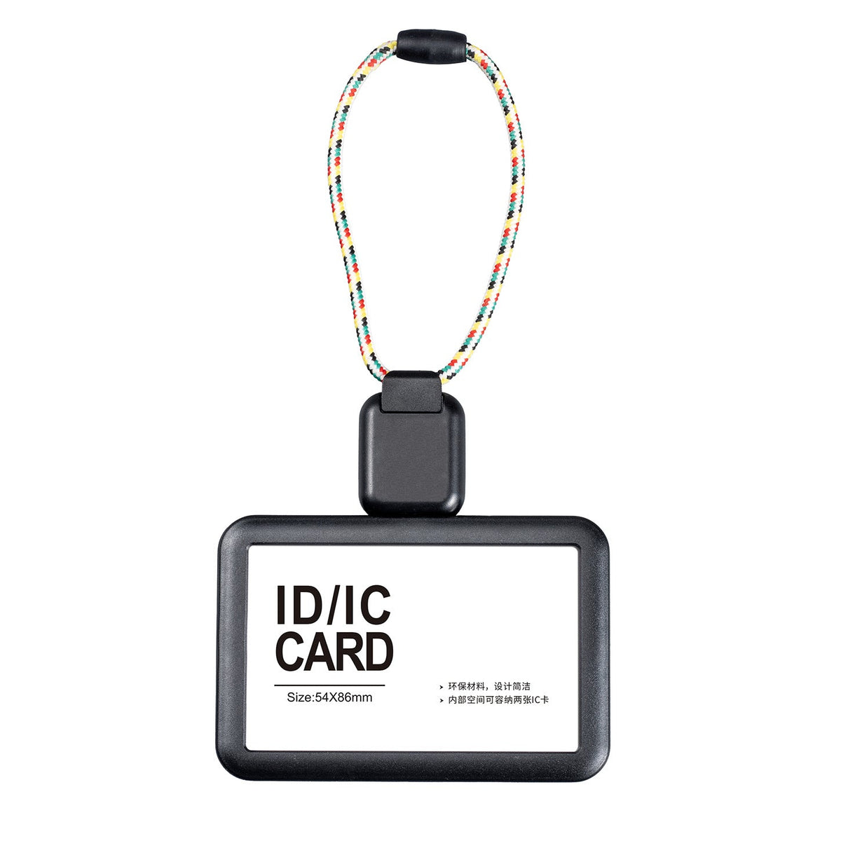 Badge Holder with Short Retractable Lanyard – 2 Pack | Horizontal & Vertical | Fits 86×54mm Cards Black C