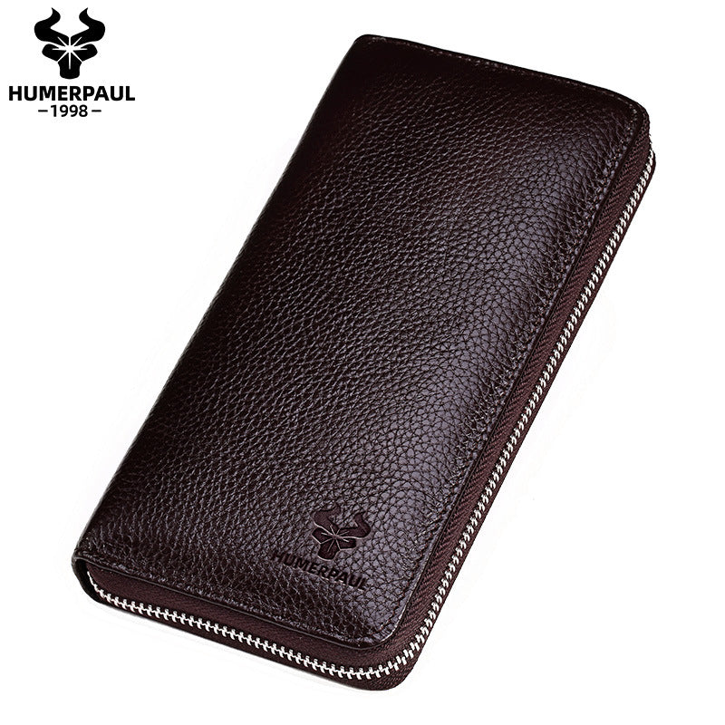 Vintage Men's Wallet,Long Genuine Leather Clutch Black