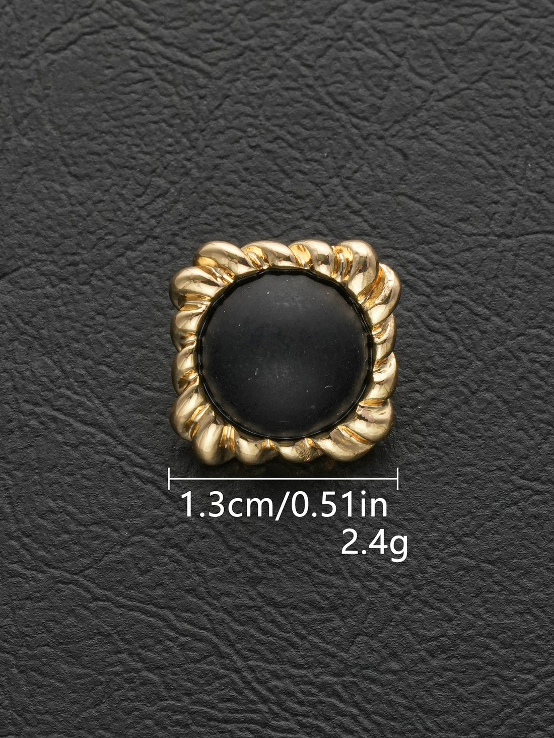 Black pearl square buttons, silver metal shank, 13mm, 20-pack