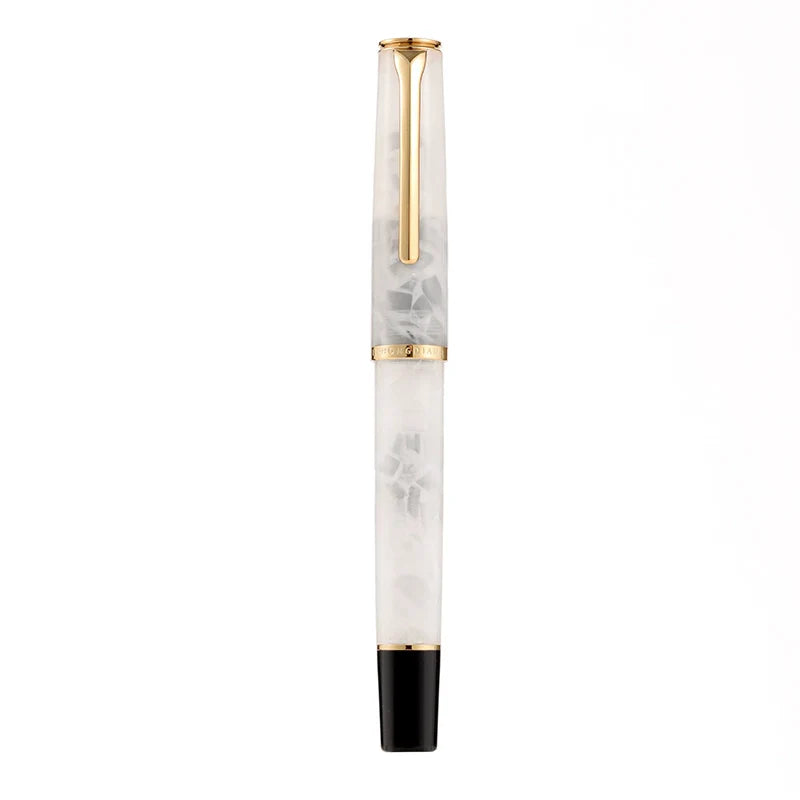 Hongdian N12 Piston Fountain Pen Fine Soft Nib Acrylic Design White