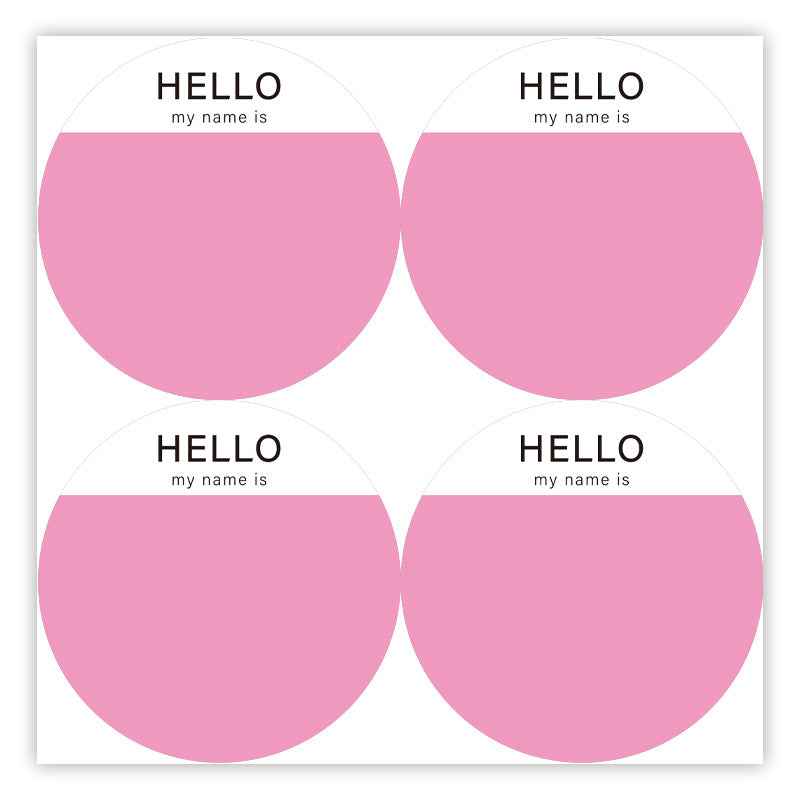 200Pcs Hello Name Tags Hello My Name is Stickers 8cm Round Pink