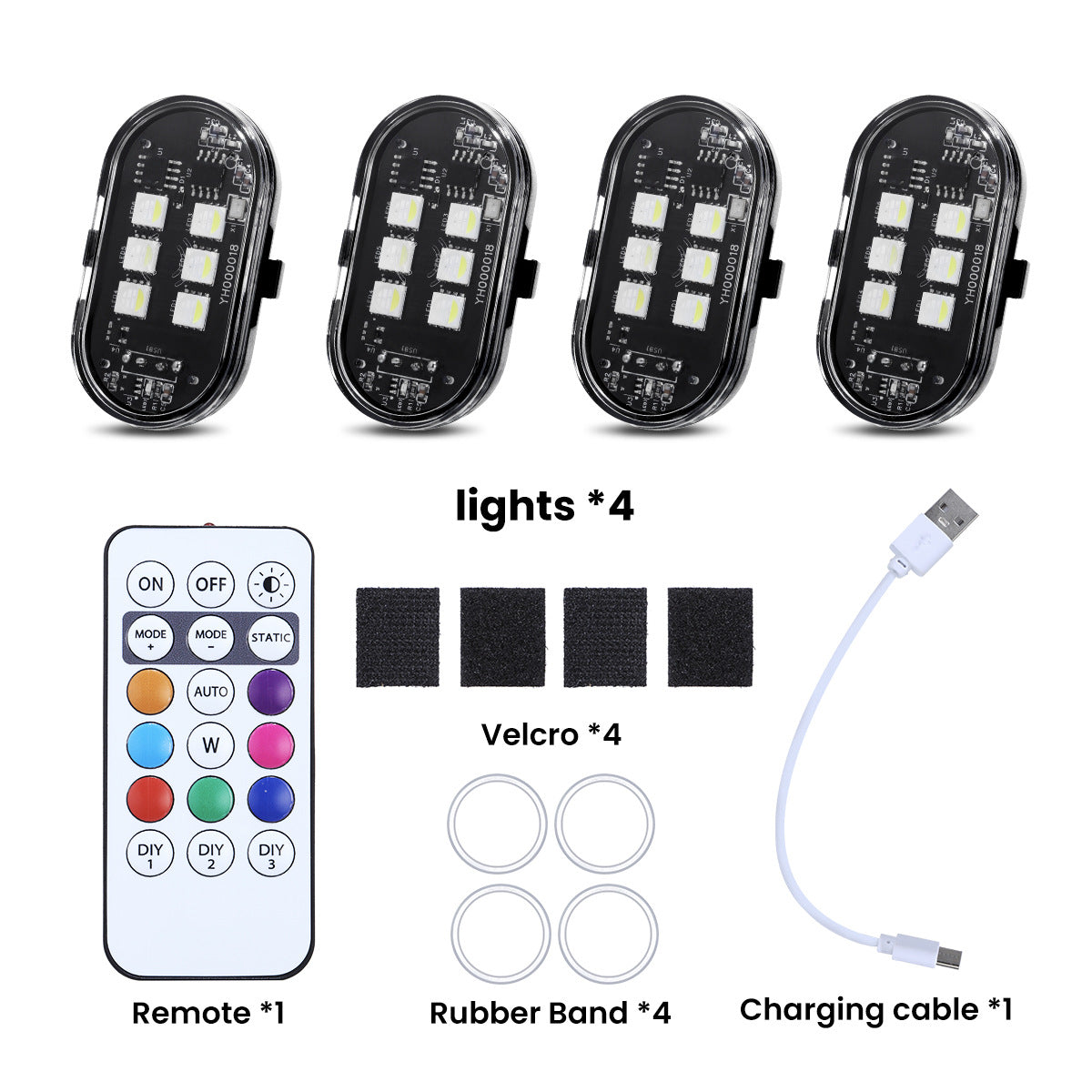 6LEDs Wireless LED Strobe Lights for Car with Remote Control