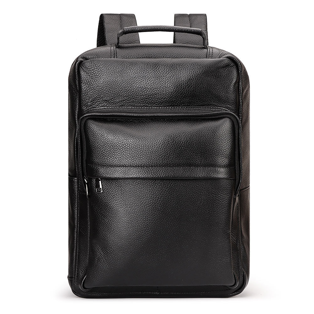 Black Genuine Leather Business Laptop Men's Backpack