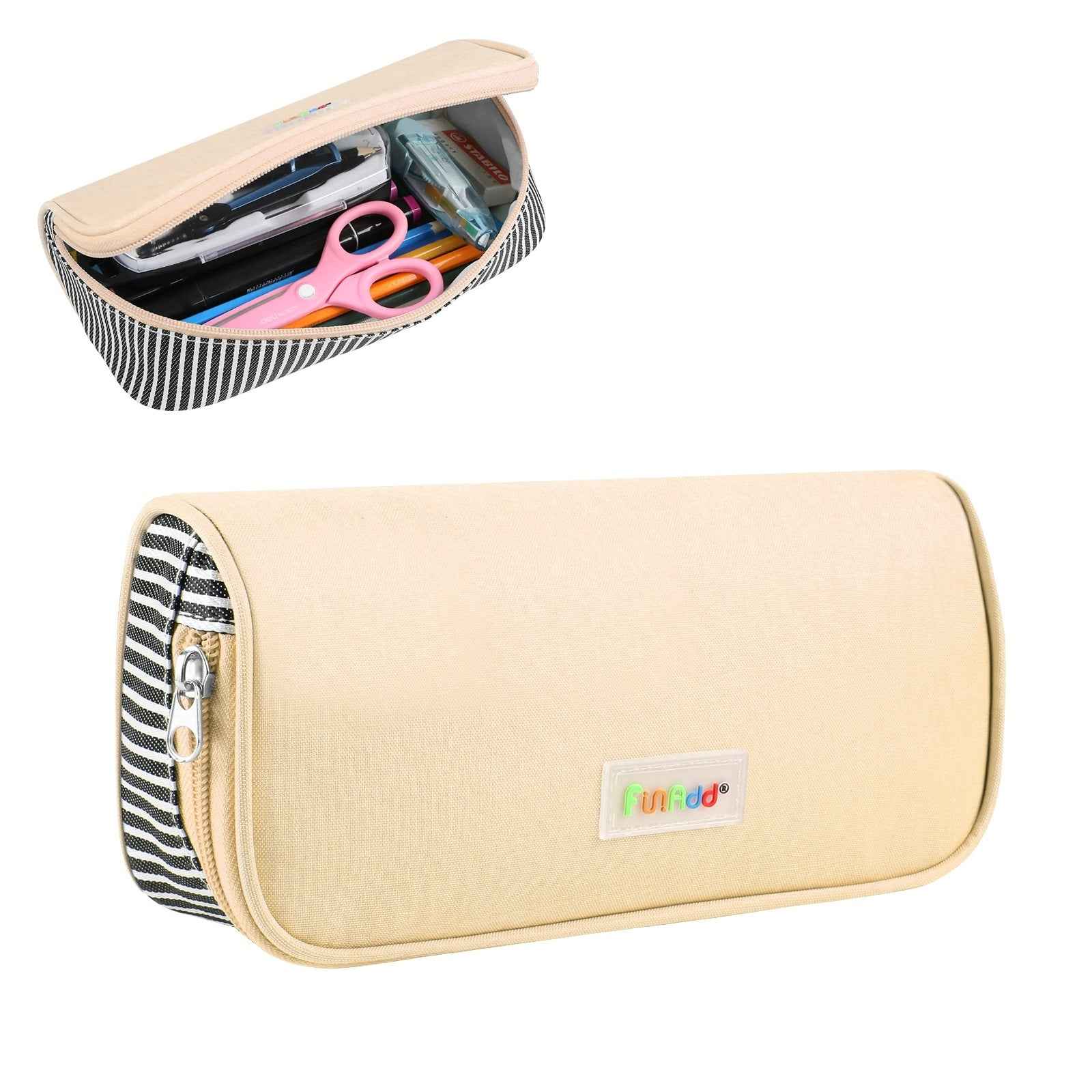 FunAdd Portable Large Pencil Case for Teen Boys Girls Yellow