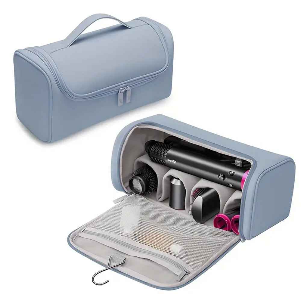 Multi-Function Hair Dryer & Curling Iron Storage Bag with Hanging Hook Blue