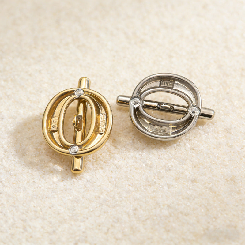 Hohle Metallknöpfe, gold und silberfarben, rundes Ringdesign mit Strasspunkten, 20er