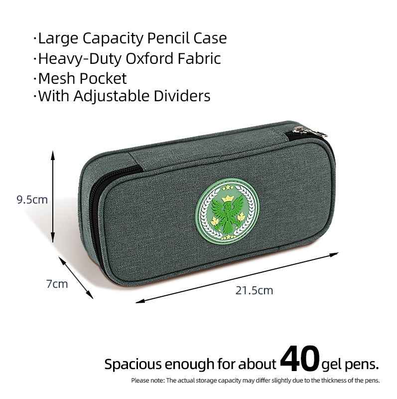 Large Capacity Oxford Fabric Pencil Case School Stationery Bag Green