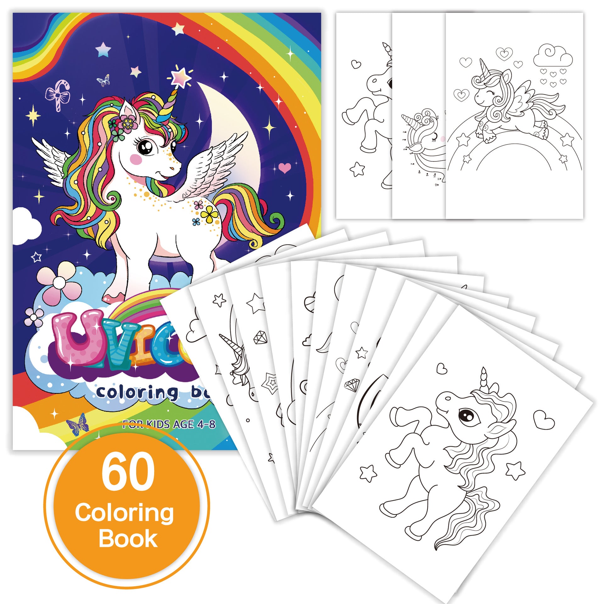 Kids Colouring Books 3-Pack – Unicorn, Mermaid & Dinosaur | 60 Pages
