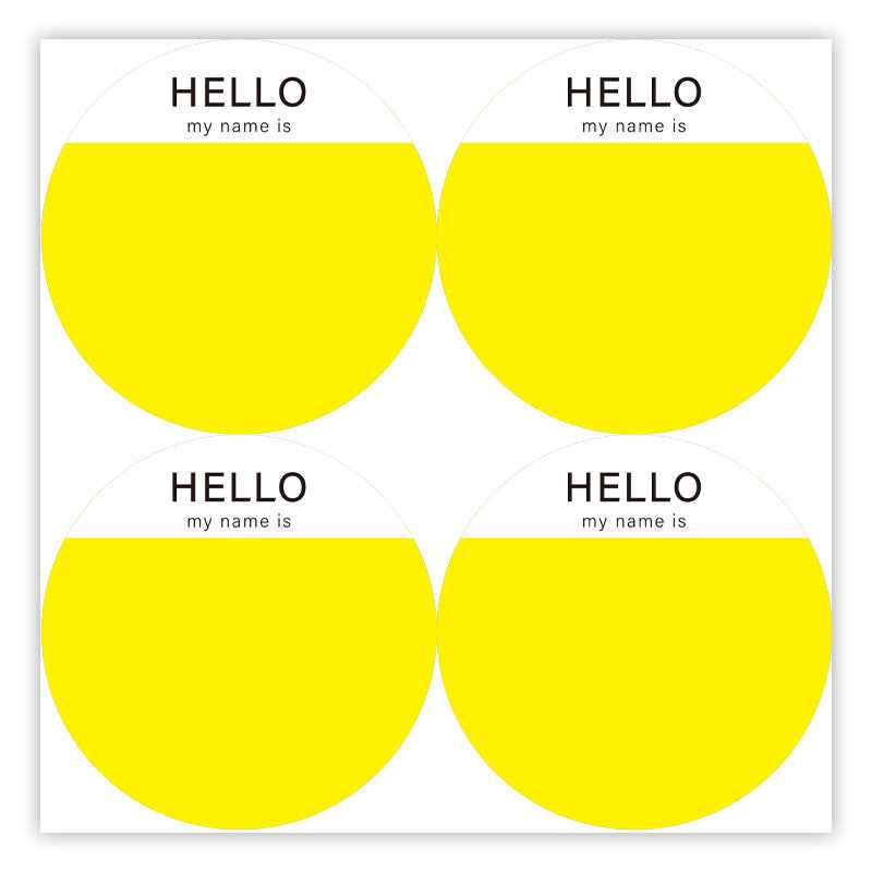 200Pcs Hello Name Tags Hello My Name is Stickers 8cm Round Yellow