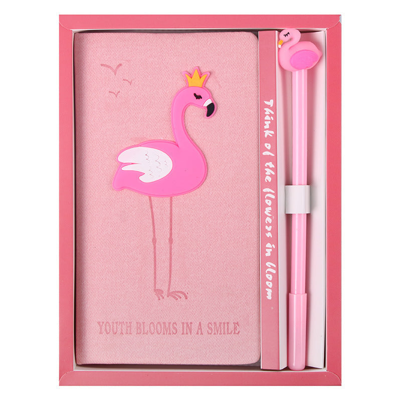 Cute Kids DIY Journal Notebook Gift Set with Pen Flamingo