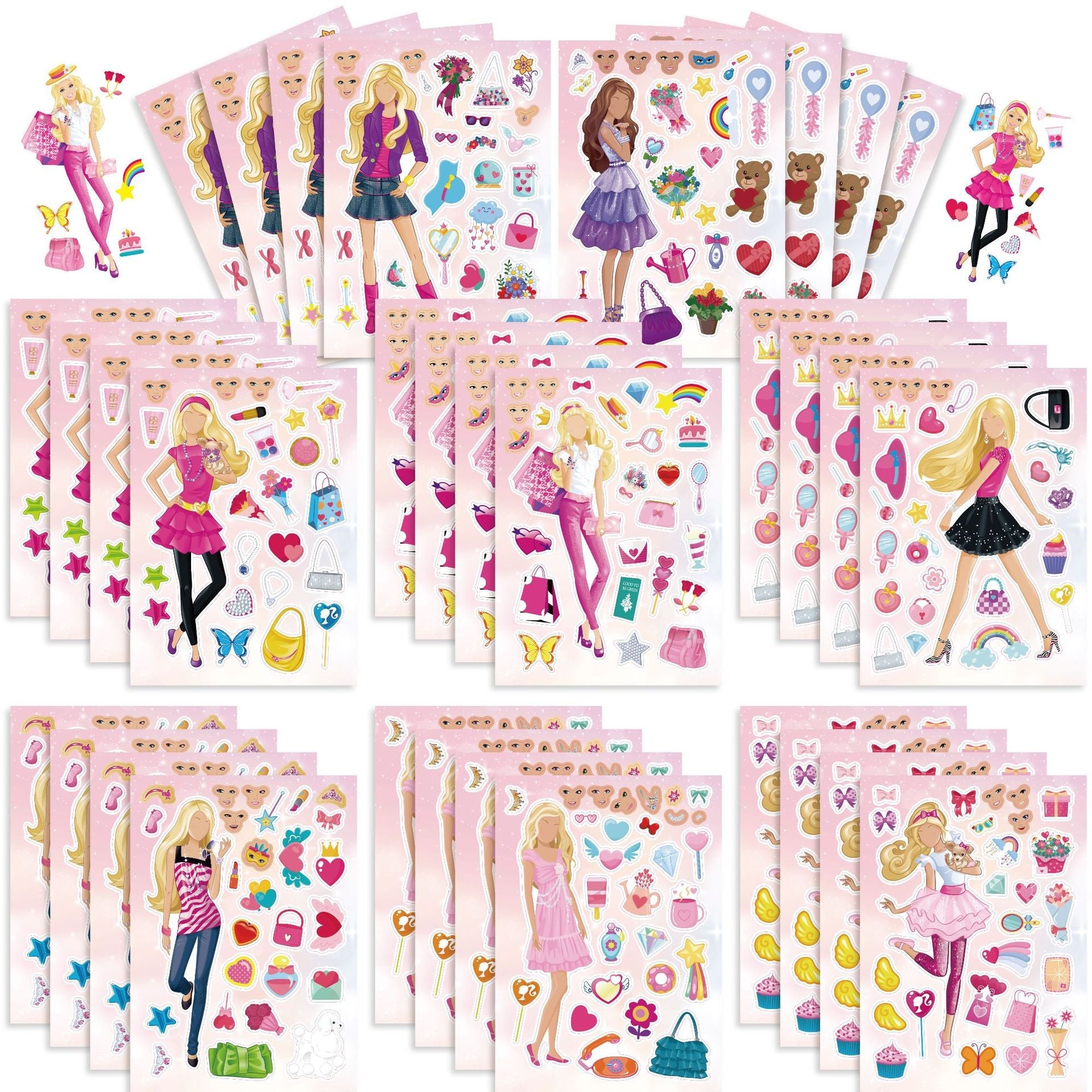 Make a Face Fashion Girls Stickers for Kids 24 Sheets