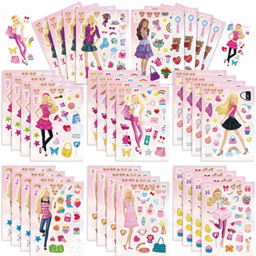 Make a Face Fashion Girls Stickers for Kids 24 Sheets