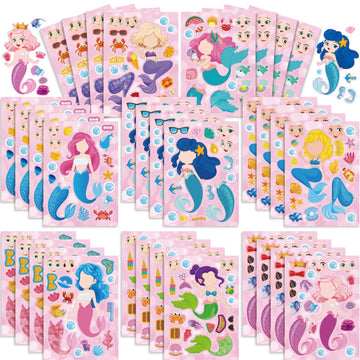Make a Face The Mermaid Stickers for Kids 24 Sheets