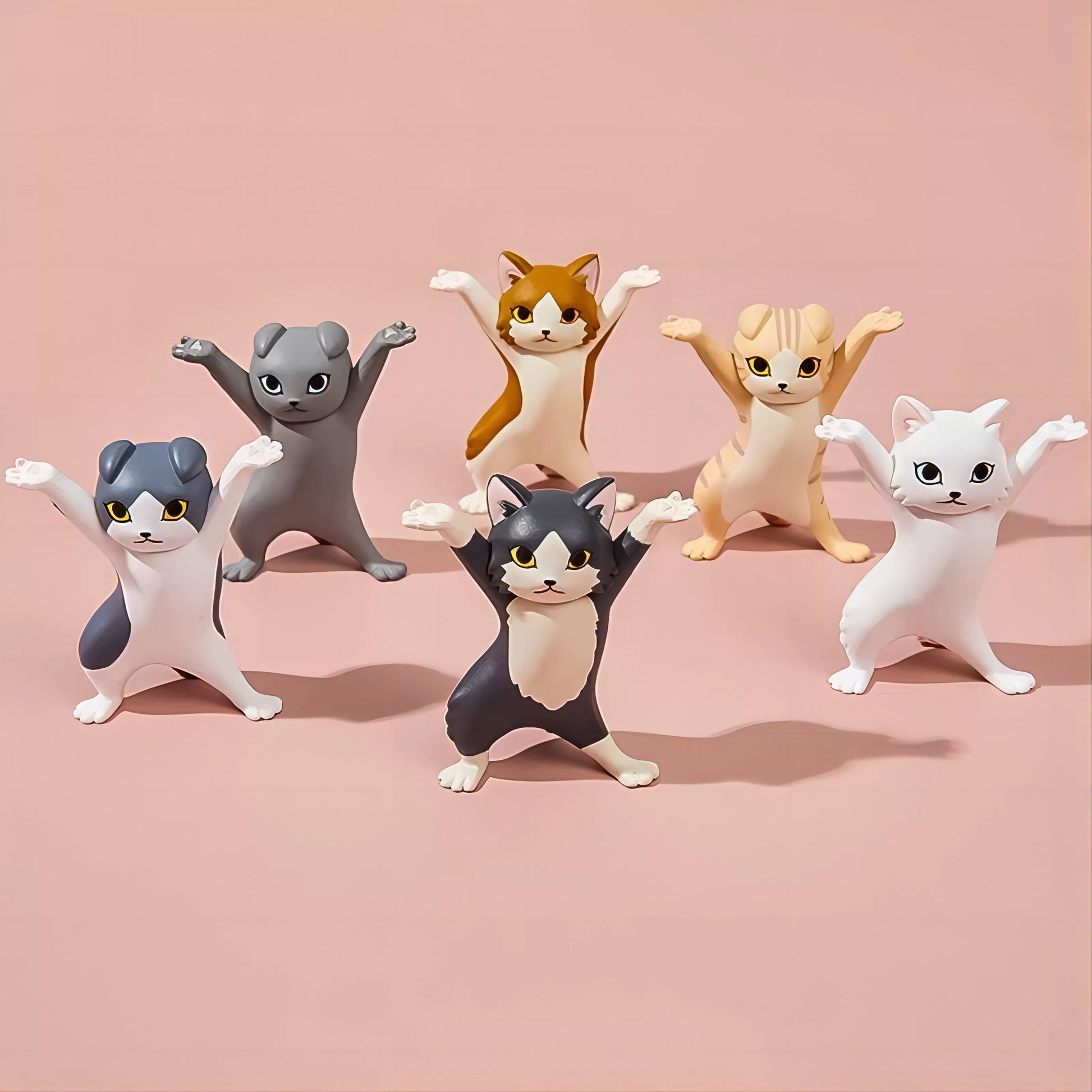 Playful Cat Figurine Pen Holder Set 6-Piece