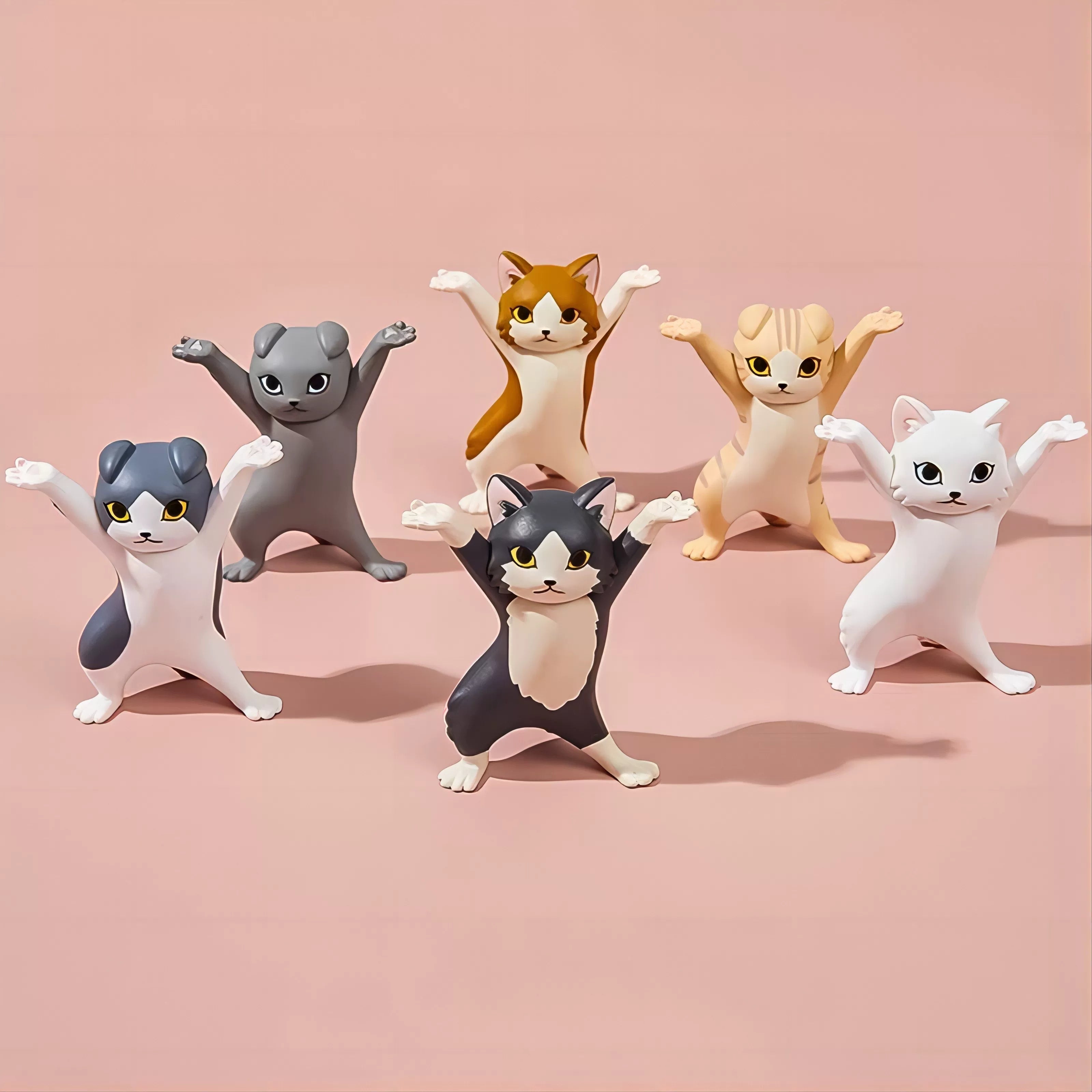 Playful Cat Figurine Pen Holder Set 6-Piece