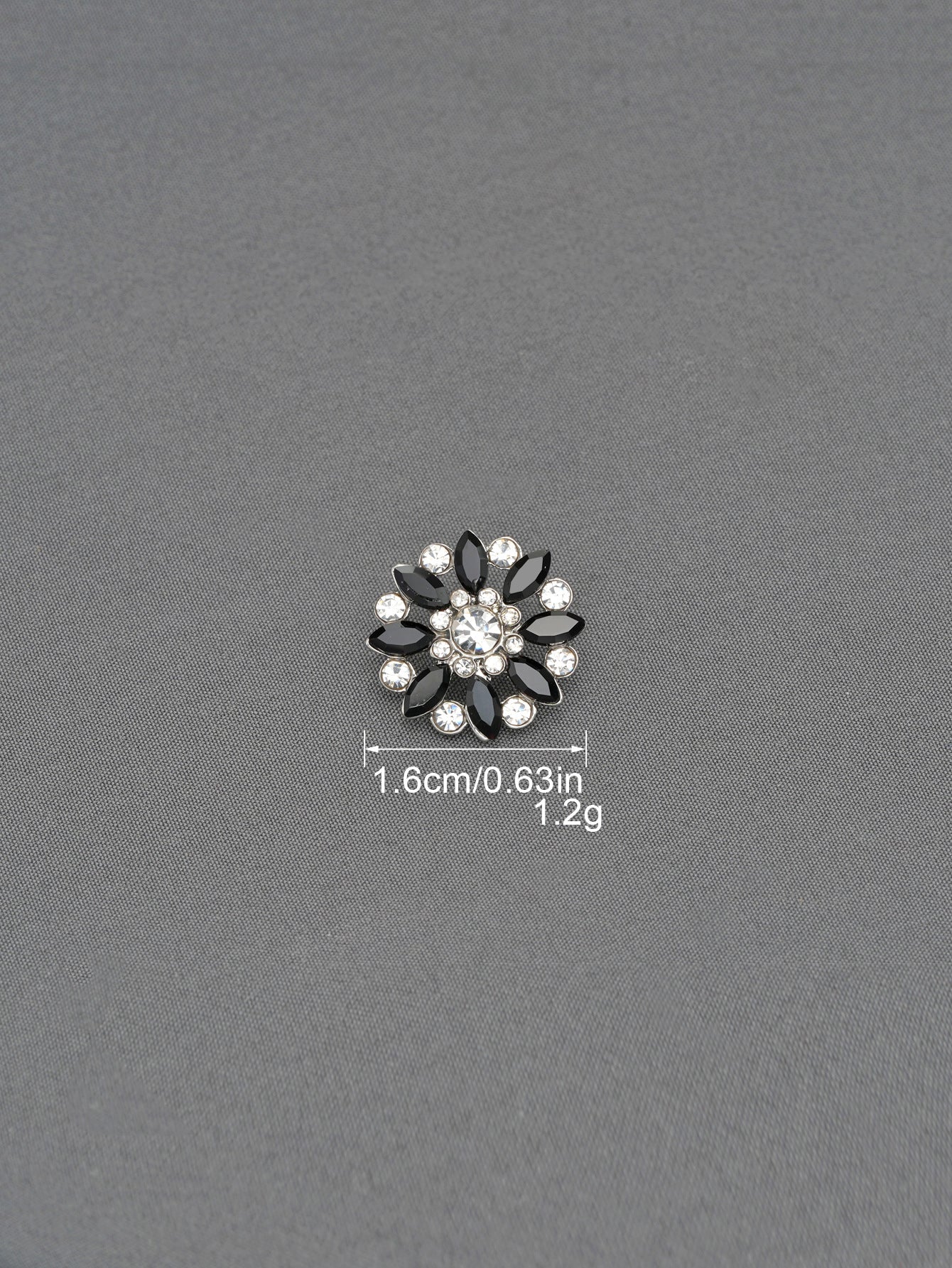 Bottoni a fiore con strass e gambo, bianco, Ø1,6 cm, confezione da 6