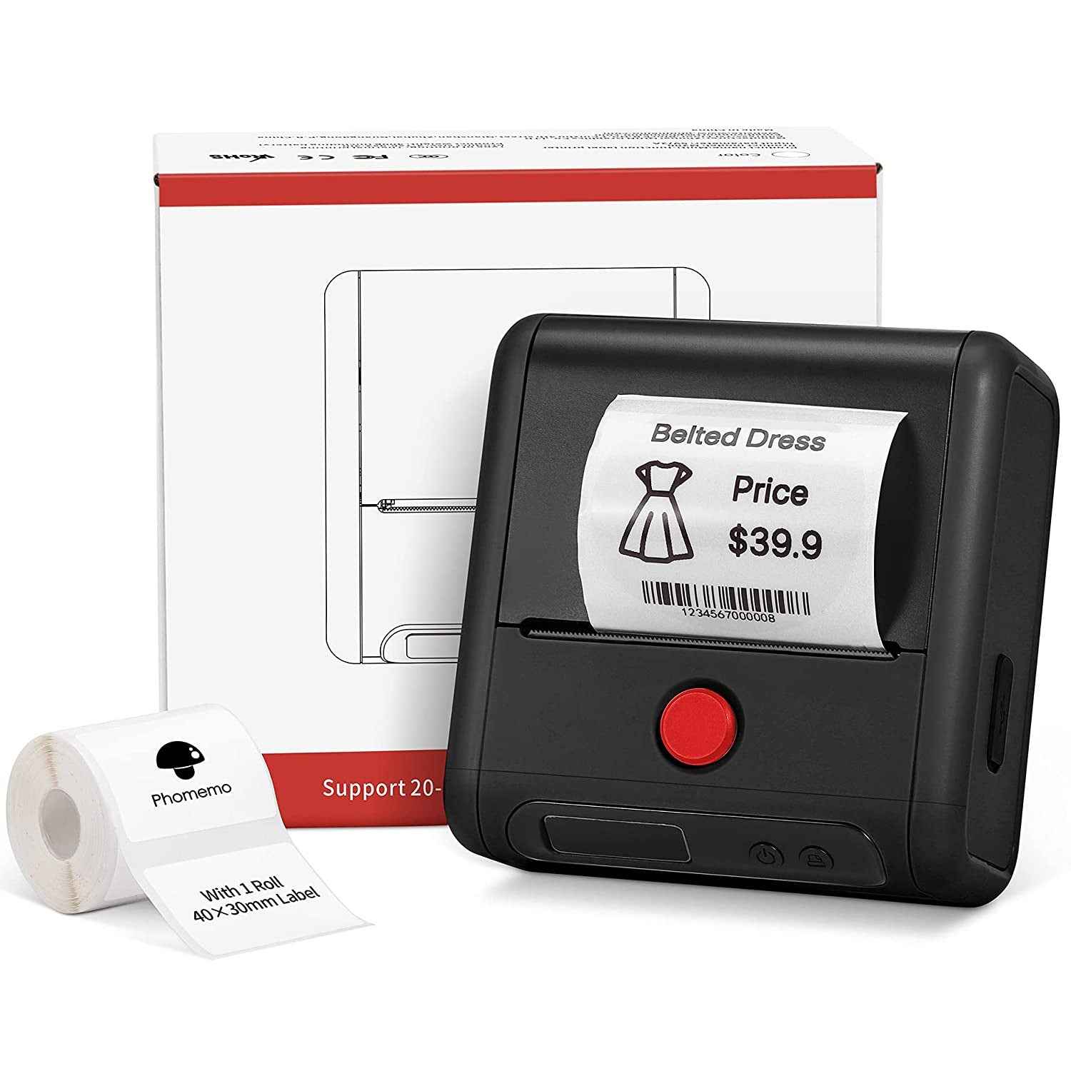 Phomemo M200 Label Maker,Bluetooth Thermal Label Printer (Type-C Charger) Black