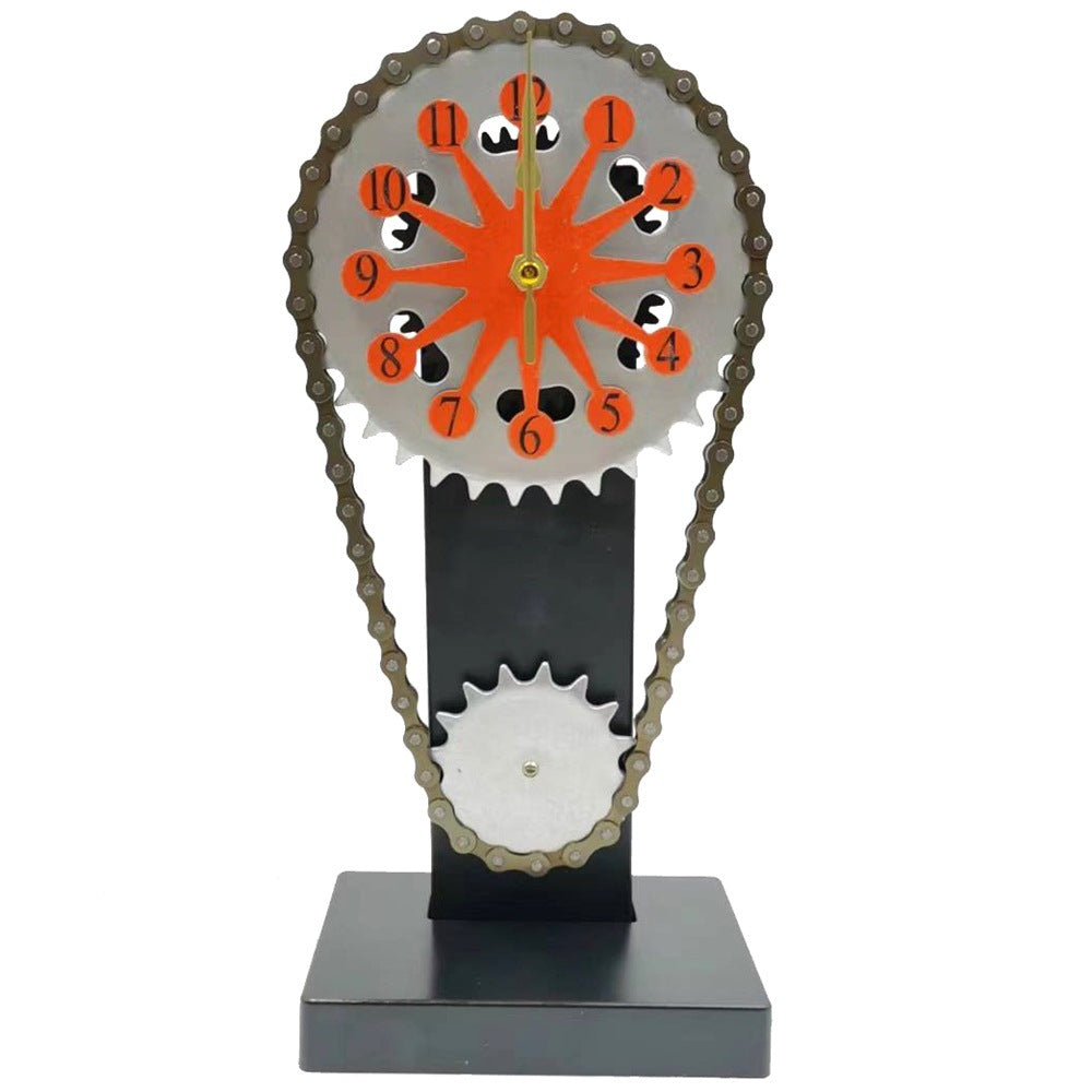 Vintage Rotating Gear Steampunk Clock Orange