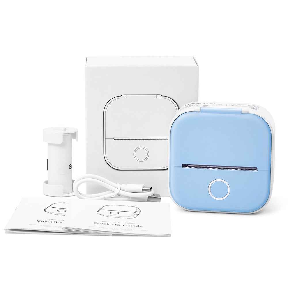 Phomemo T02 Inkeless Bluetooth Thermal Sticker Printer with 1 Roll Paper Blue