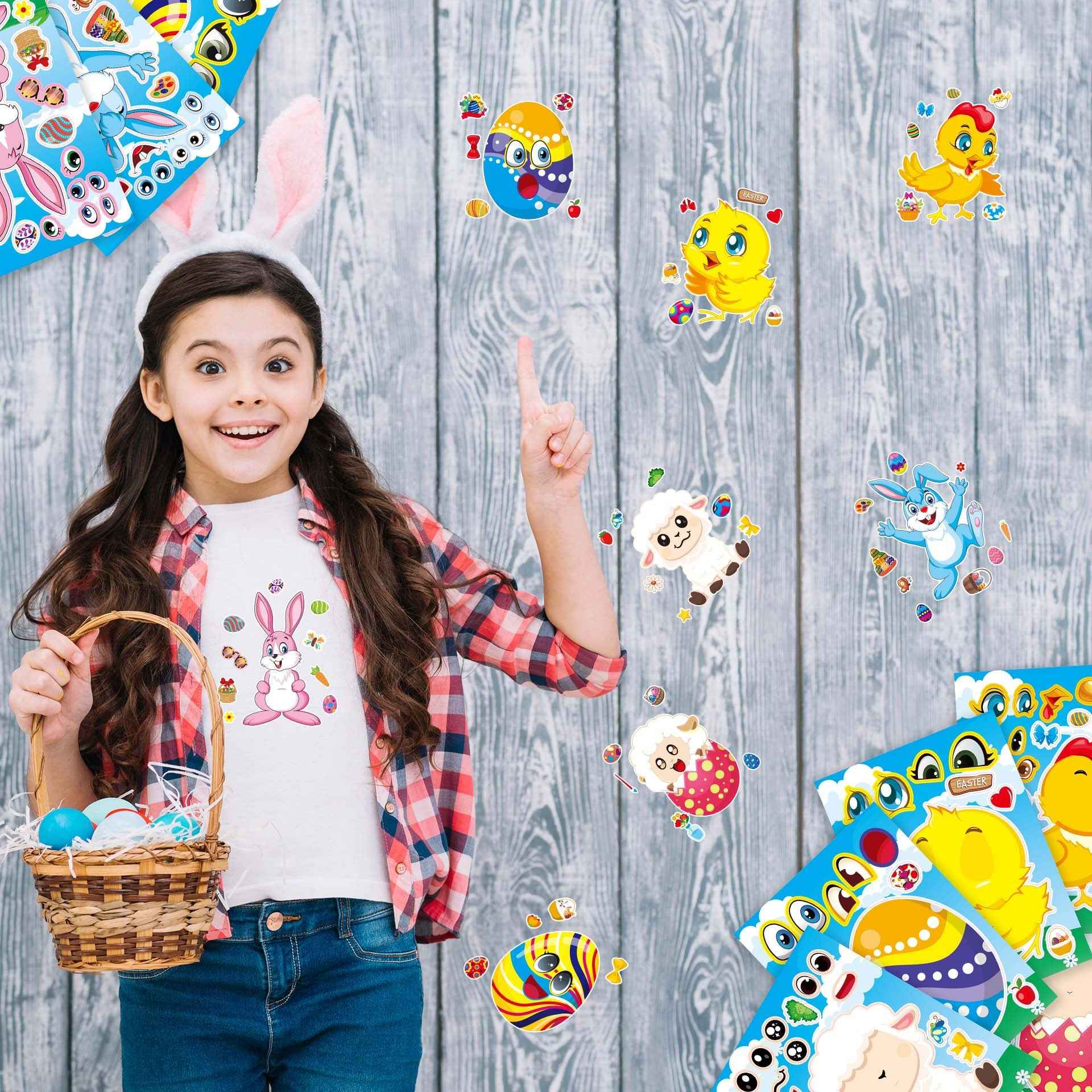 Make a Face Cartoon Easter Day Stickers for Kids 24 Sheets