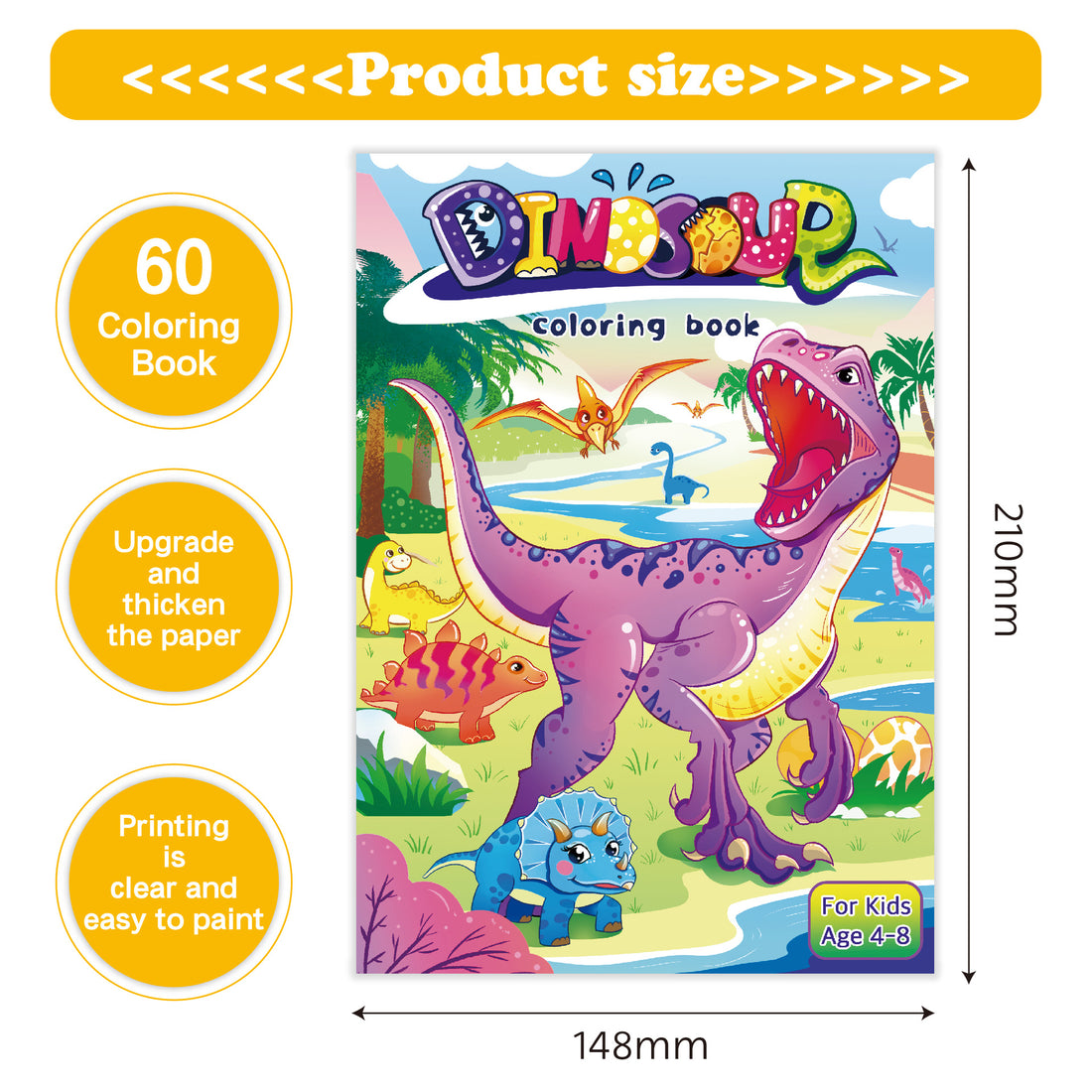Kids Colouring Books 3-Pack – Unicorn, Mermaid & Dinosaur | 60 Pages