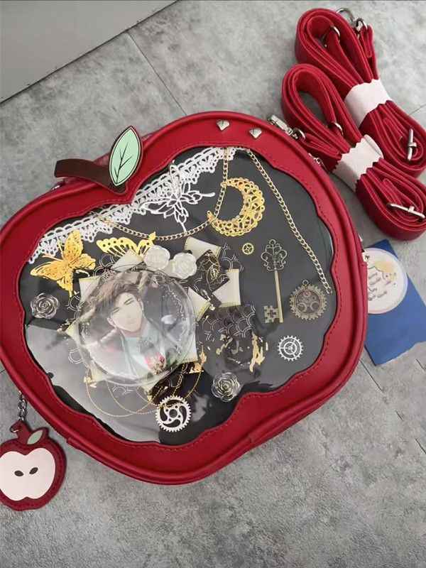 Apple-Shaped Ita Bag - Crossbody and Backpack for Pins and Badges