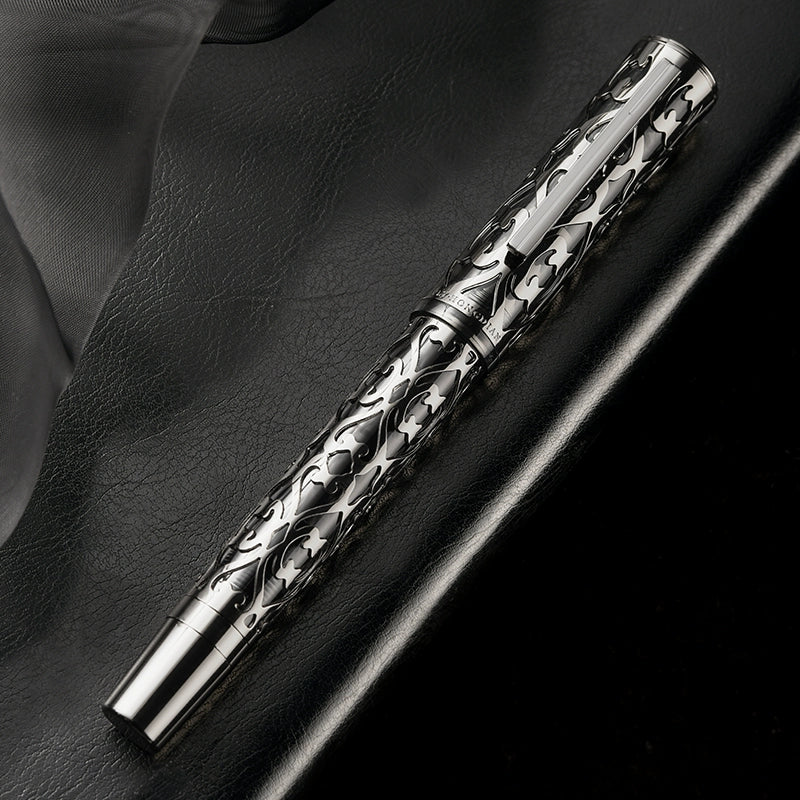 Hongdian D1 Piston Fountain Pen Hollow Skeleton Resin Pen Gun Black
