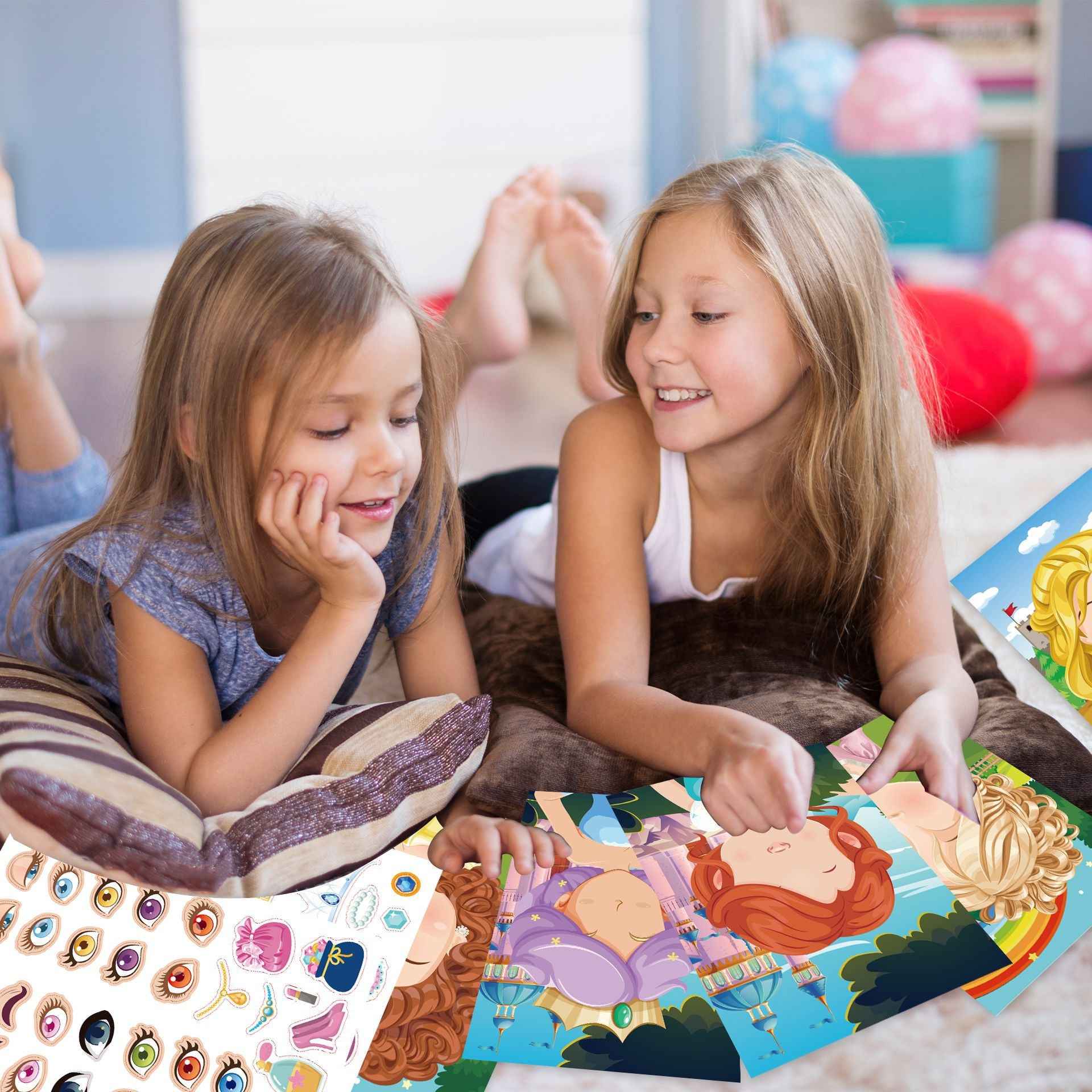 20 Sheets Princess Make a Face Stickers for Kids Girls