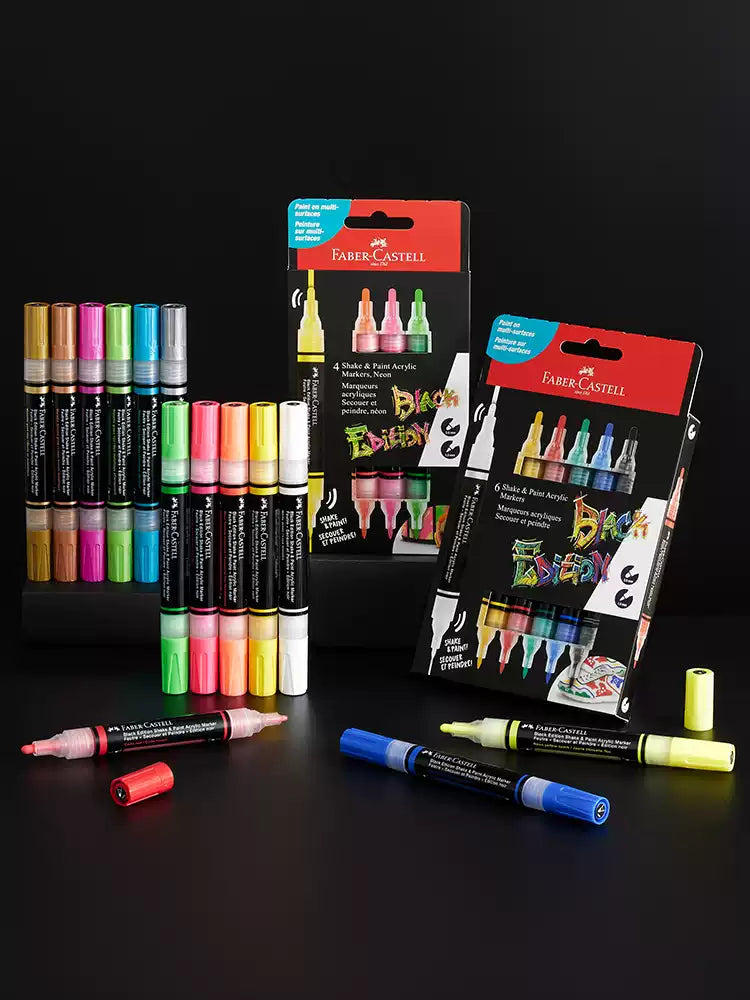 Faber-Castell Shake & Paint Acrylic Paint Markers 4 Color Neon