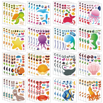 Make a Face Ocean Animals Stickers for Kids 32 Sheets