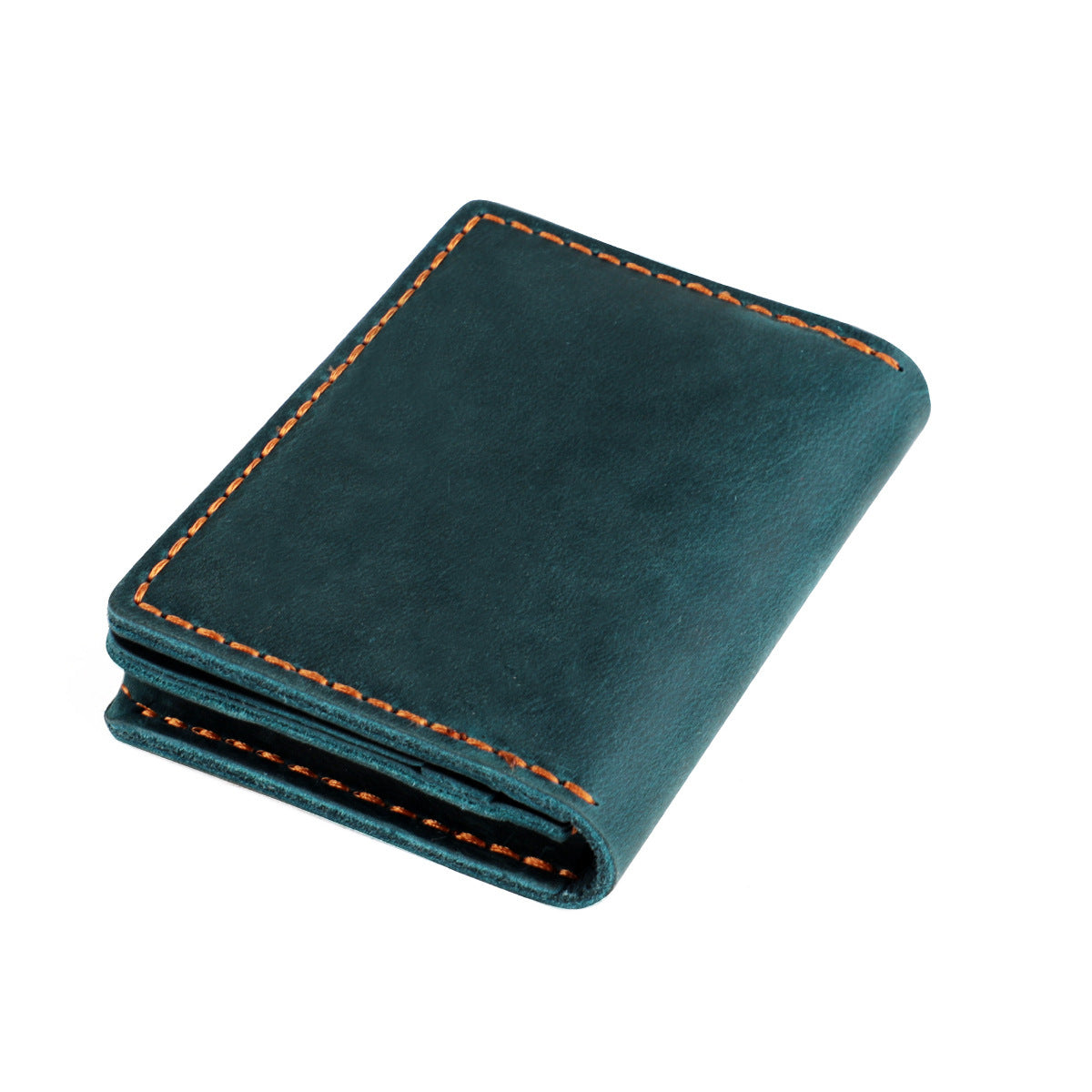 Handmade Crazy Horse Leather Card Holder Slim Wallet Blue