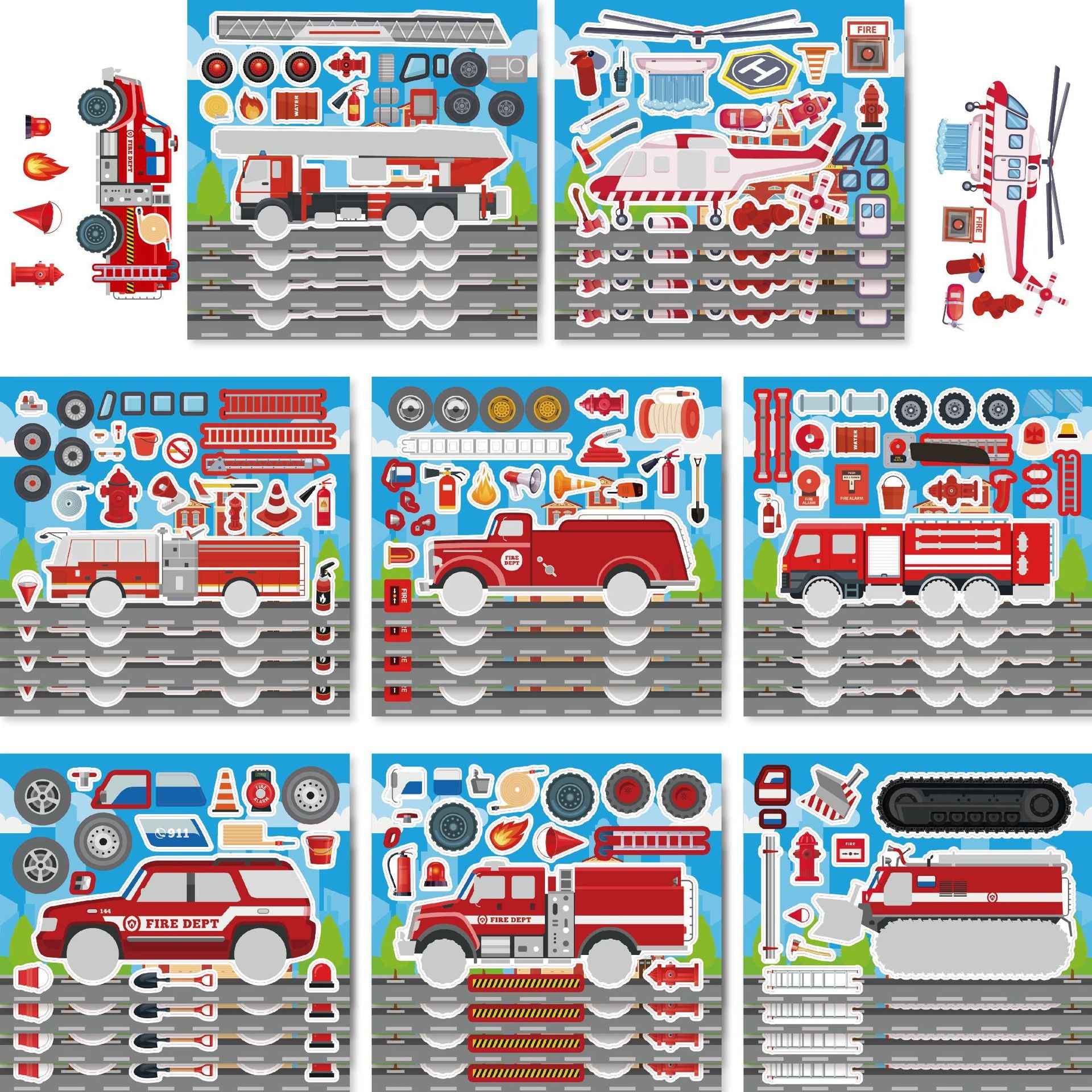 32 Sheets Fire Engine Make Your Own Stickers for Kids