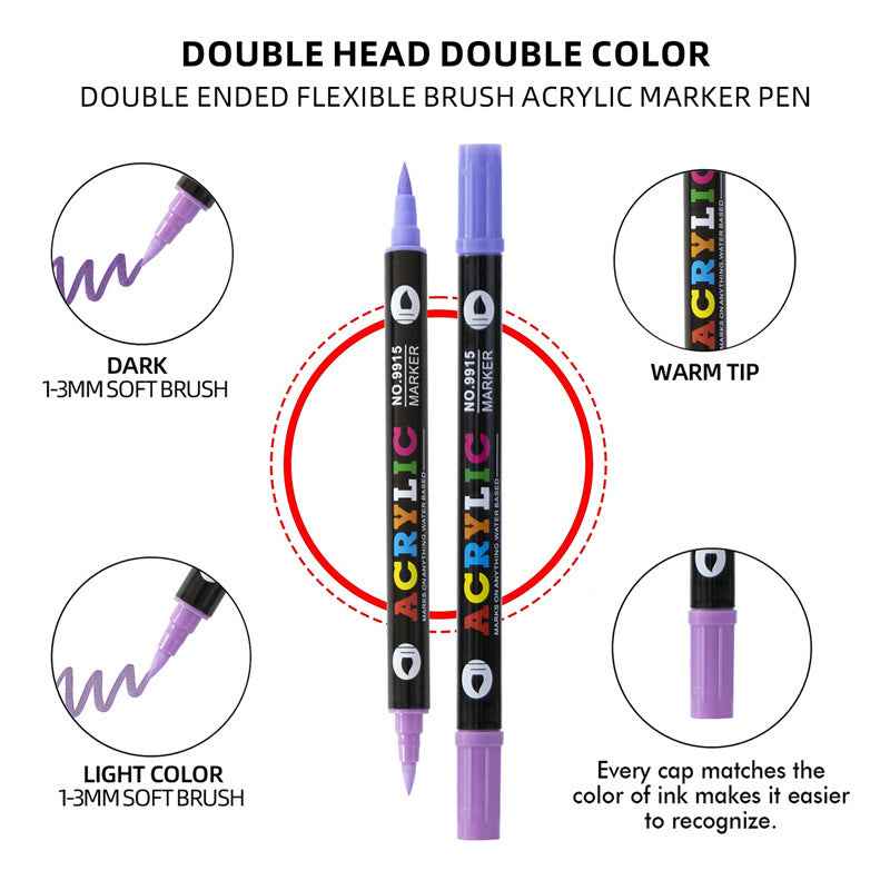 12/24/36 Colors Acrylic Paint Pens,Dual Brush Tip & Two Colors