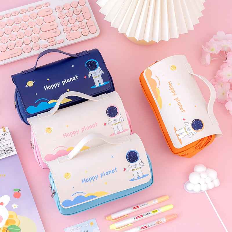 Cartoon Astronaut Pencil Case Pen Bag for School