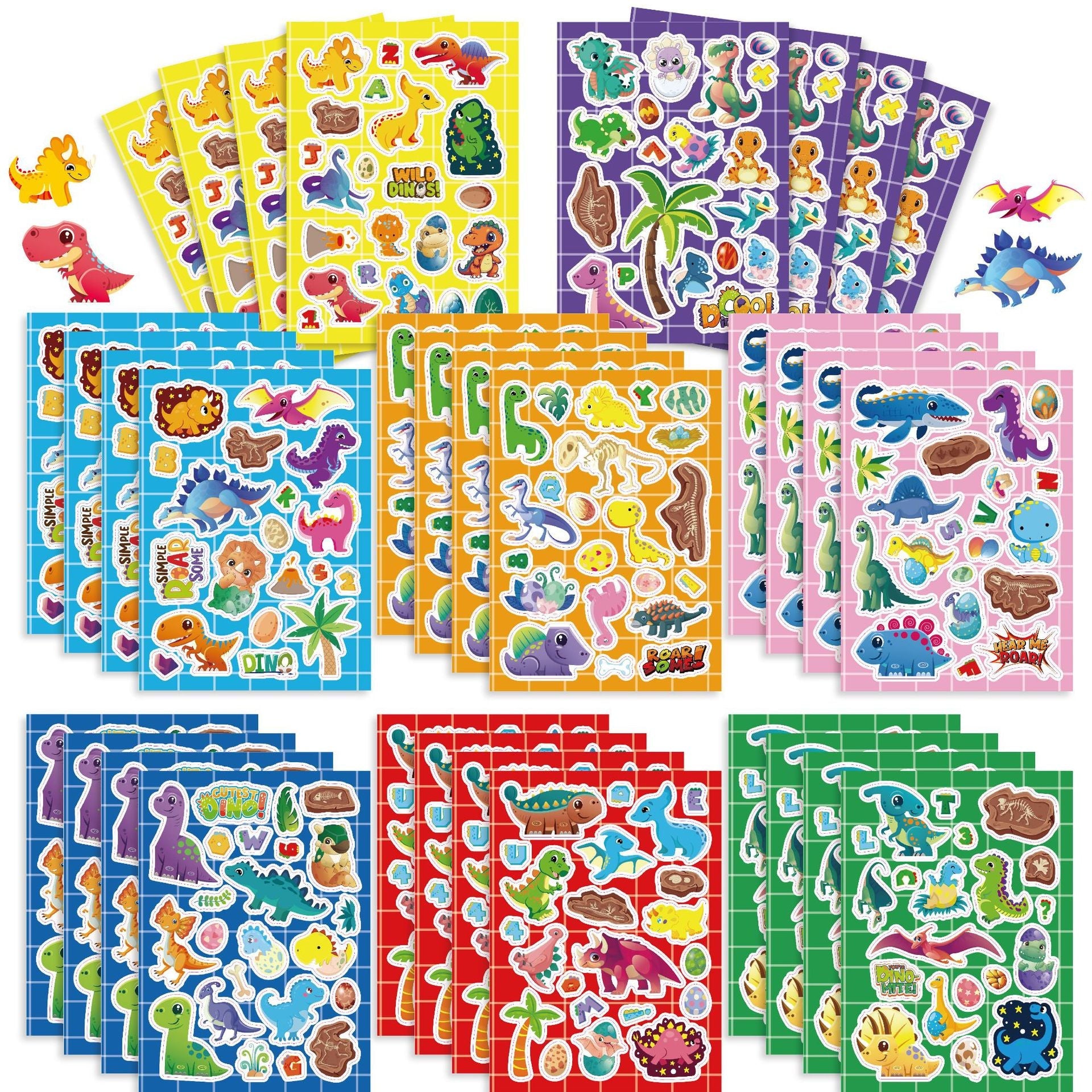 Make a Face Cartoon Wild Dinos Stickers for Kids 32 Sheets