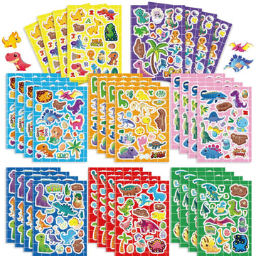Make a Face Cartoon Wild Dinos Stickers for Kids 32 Sheets