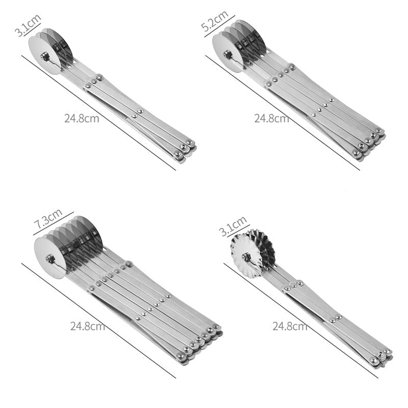 Stainless Steel Multi-Wheel Pizza Cutter & Pastry Slicer Expandable Roller