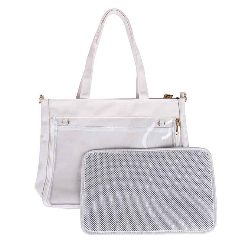 Canvas Ita Bag PVC Window Tote White