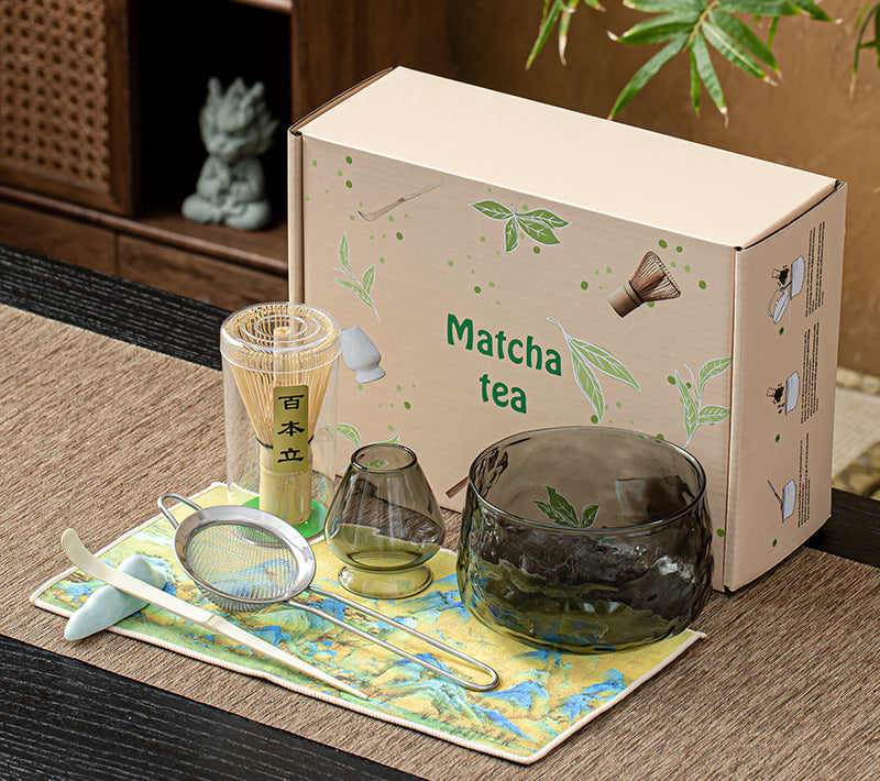 Japanese Glass Matcha Tool Set | 7-Piece Ceremonial Tea Kit