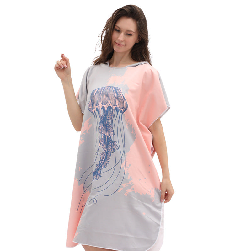 Women's Quick-Dry Wearable Beach Towel Poncho – 80 x 135cm
