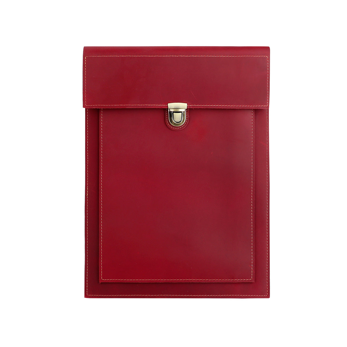 Genuine Leather Laptop Sleeve 13.3" with Clasp Closure Red