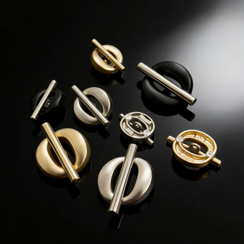 Hohle Metallknöpfe Set, gold, silber und schwarz, rundes Ringdesign, mit Strass-Optik, 20er