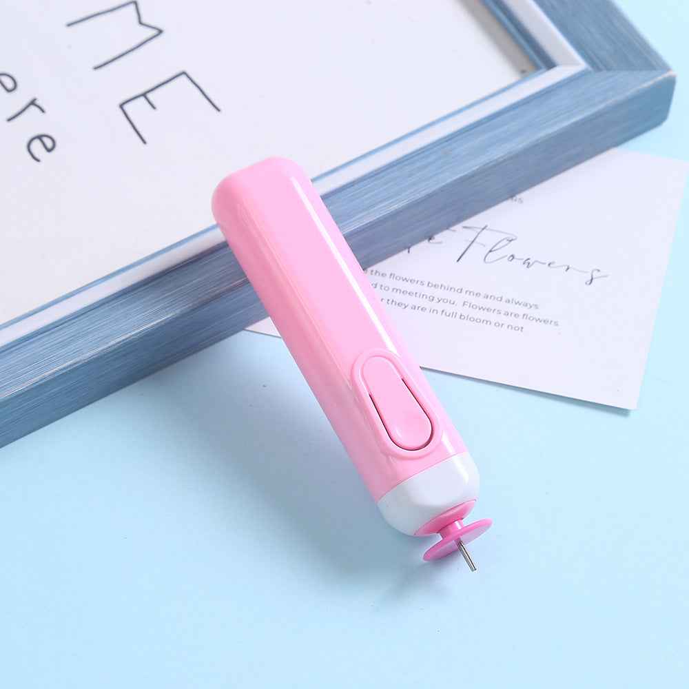 2in1 Quilling Slotted Tool Paper Rolling Electric Pen Pink