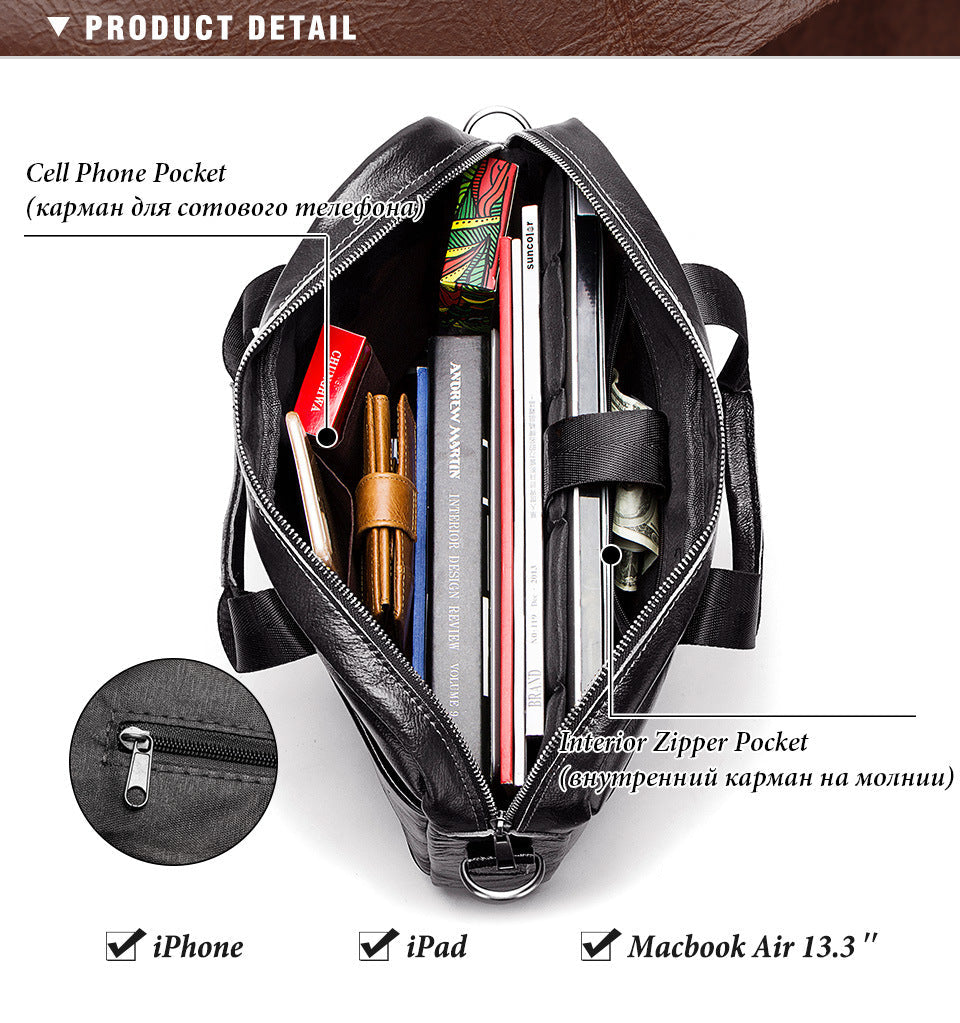 Vintage Leather Messenger Bag for Men MacBook Air 13.3 Inch Laptop
