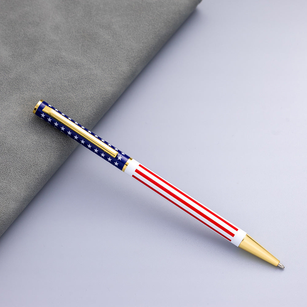 American Flag Metal Ballpoint Pen 10-Pack 1.0mm Black Ink 10 Gold