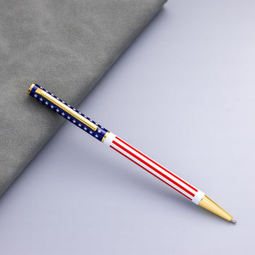 American Flag Metal Ballpoint Pen 10-Pack 1.0mm Black Ink 10 Gold