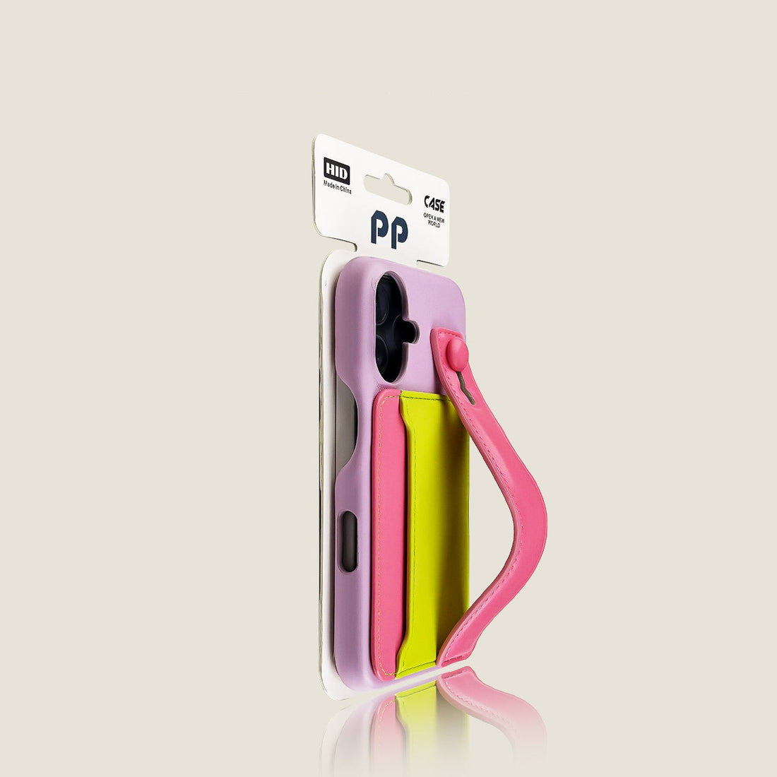 iPhone Case with Color-Block Card Wallet & Wrist Strap