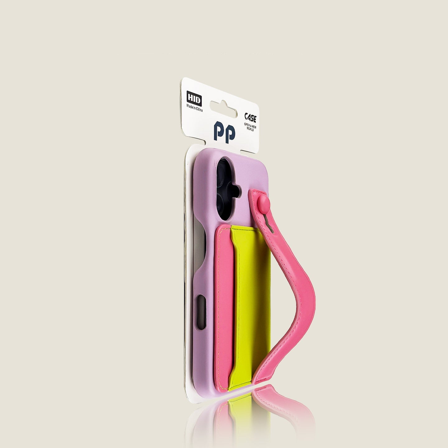 iPhone Case with Color-Block Card Wallet & Wrist Strap